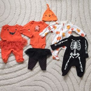 Halloween Baby Clothes Bundle Newborn - Pumpkin And Skeleton